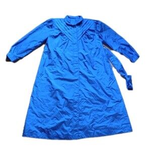 Climate Zone Unisex Blue Lined Comfortable Hooded Rain Jacket Size 10 Retro